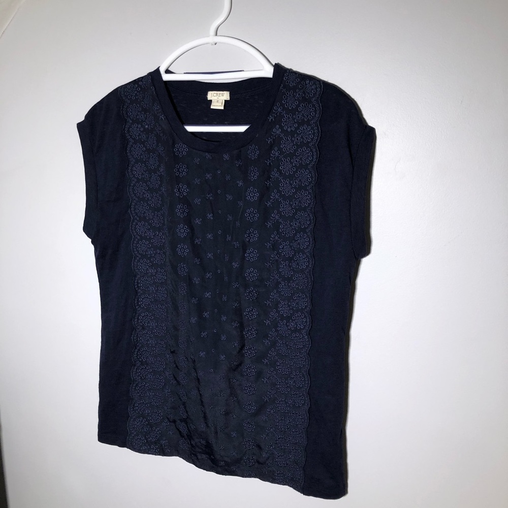 J Crew Navy Blue Floral Top
